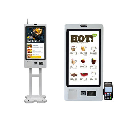 acheter 21.5 Inch Touch Screen Self Service Ordering Kiosk POS Terminal QR Code Scanner Thermal Printer for Restaurant Fast Food Chain online manufacture
