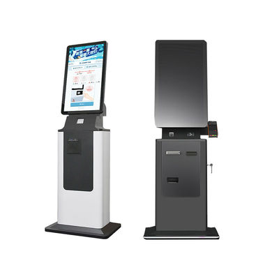acheter 27 32 pouces Self Checkout Paiement en espèces Écran tactile Kiosque SDK QR Scanner de code à barres Imprimante boîtier métallique Plancher Hôtel debout Aéroport online manufacture