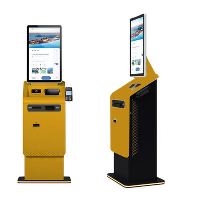 acheter OEM 27/32 Inch Android/Win Self Service Payment Kiosk with Touch Screen A4 Printer/QR Scanner/Cash Dispenser Coin Recycler online manufacture