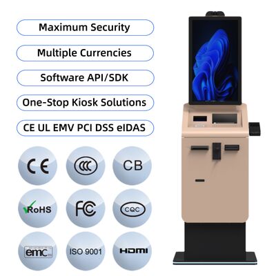 acheter Self-service Caisse de paiement Kiosque échange de monnaie monnaie en espèces Recycleur de pièces d'argent Écran tactile capacitif SDK Activé debout au sol online manufacture
