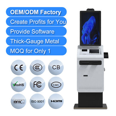 acheter Écran tactile Kiosque de paiement en libre-service SDK activé Billet de facture A4 Imprimante Scanner Dispenser de cartes Réducteur d'argent Multi-OS Plancher online manufacture