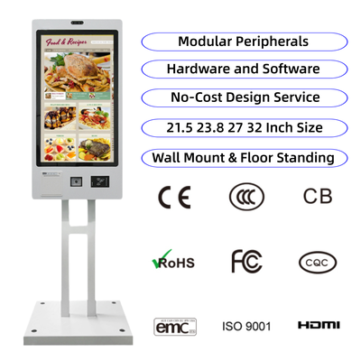 acheter Commande en libre-service installée sur le mur Caisse de paiement Kiosque Android SDK Receveur d'écran tactile Imprimante de reconnaissance faciale Etui métallique online manufacture