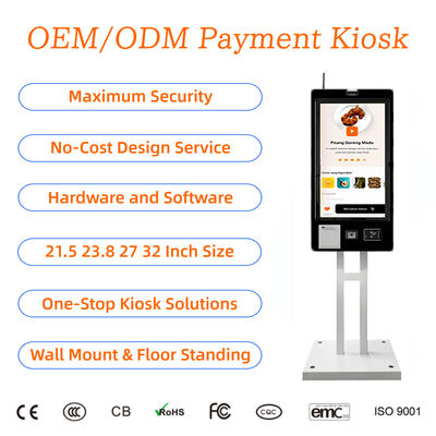 acheter Kiosque de paiement de commande de libre-service de restaurant de bâti de mur solution de kiosque de commande d'imprimante de reçu d'écran tactile de 21,5 pouces online manufacture