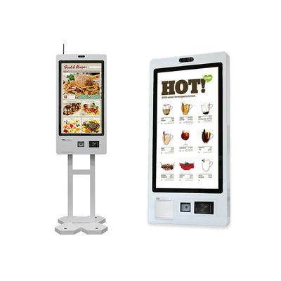 32 pouces Scanner QR de paiement Impression écran tactile Moniteur auto-service Kiosque écran tactile machine à commander de la nourriture