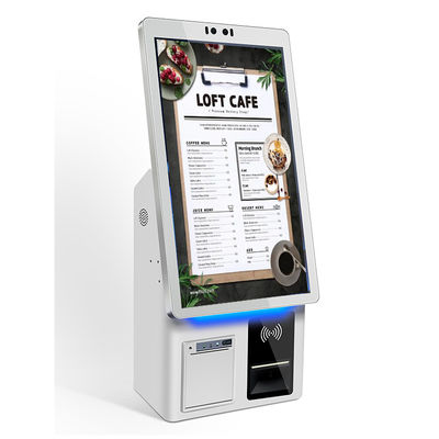 Kiosque de libre-service en couleur personnalisé avec installation de bureau et fonction d'impression de billets
