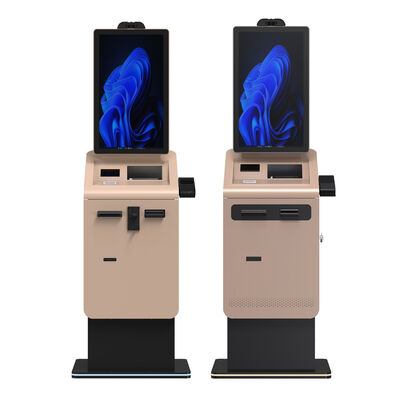 Écran tactile 27 32 pouces Kiosque de paiement en libre-service intérieur Self-recevoir imprimante distributeur de cartes en espèces Recycleur de pièces Kiosque de paiement