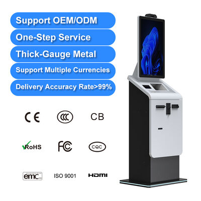 Fabricant de kiosques OEM/ODM 27 32 pouces Kiosque de paiement en espèces Kiosque de paiement de factures Terminal de paiement Scanner distributeur de cartes Imprimante Kiosque de paiement