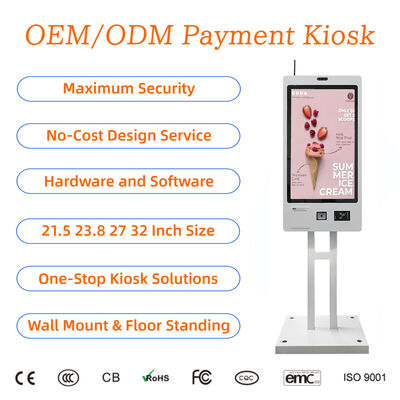 21.5/27/32 Inch POS Touch Screen Self Checkout Machine Payment Terminal Fast Food Self Ordering Kiosk for Restaurant